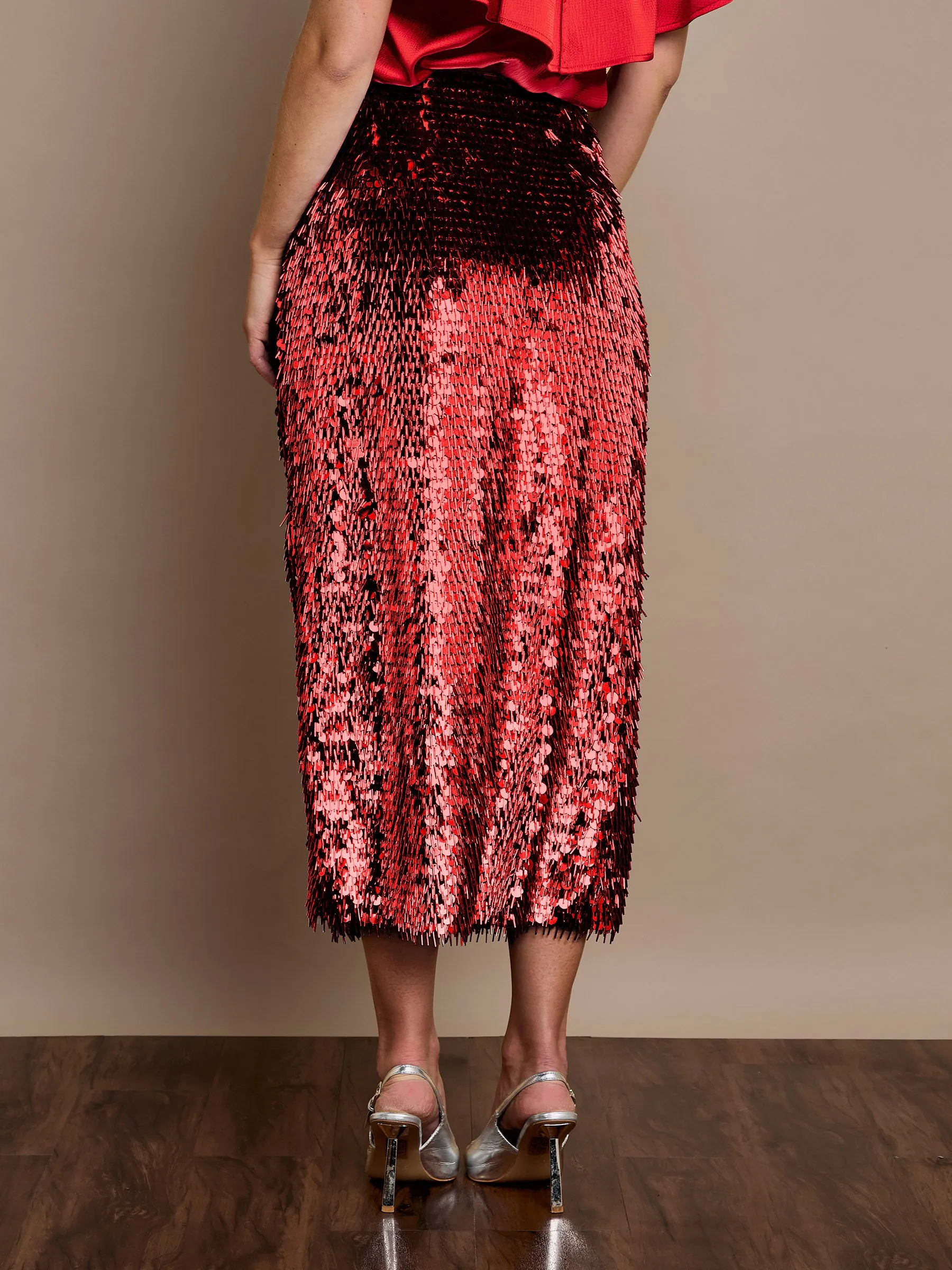 Simone Midi Sequin Skirt Red sold by George W. Davies product image thumbnail 5