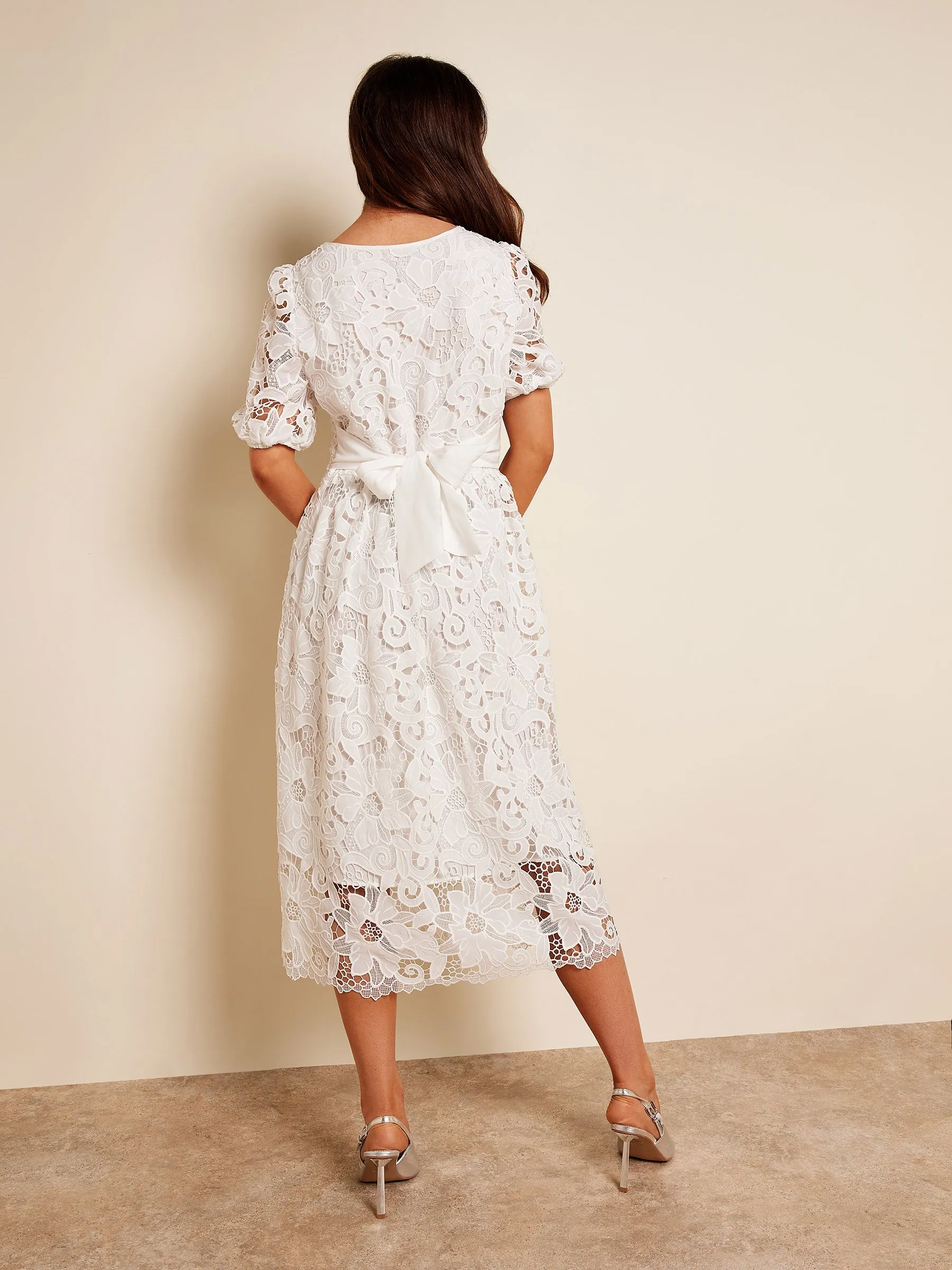 GWD Paola Lace White Midi Dress sold by George W. Davies product image thumbnail 3