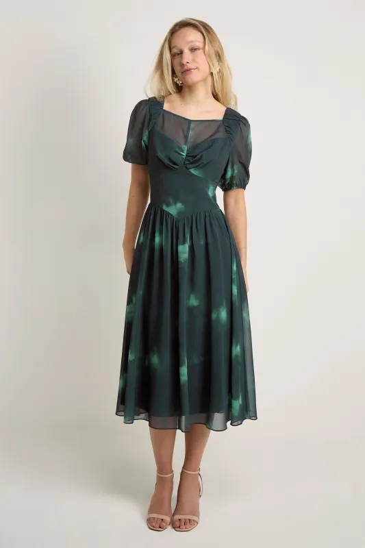GWD Calla Green Printed Midi Dress made by George W. Davies