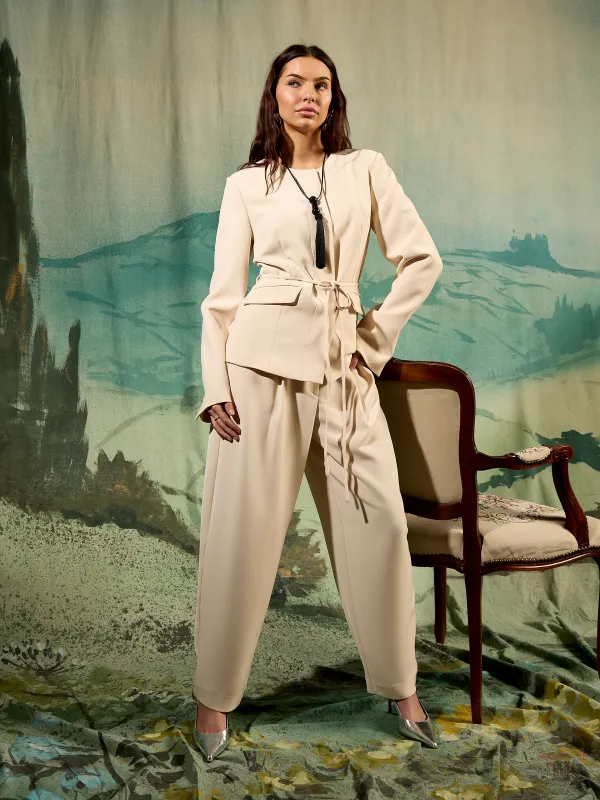 GWD Malika Cream Wide Leg Trouser made by George W. Davies
