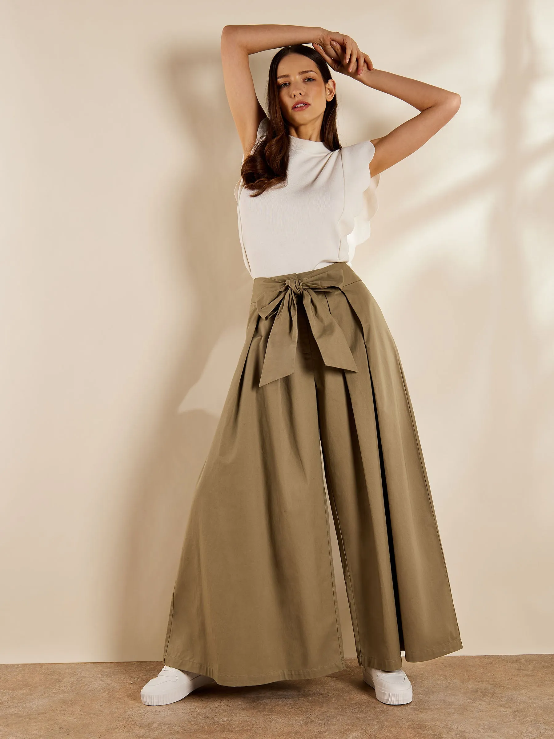 GWD Tillie Khaki Wide Leg Trousers sold by George W. Davies product image thumbnail 3