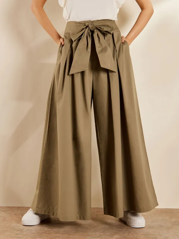 GWD Tillie Khaki Wide Leg Trousers made by George W. Davies