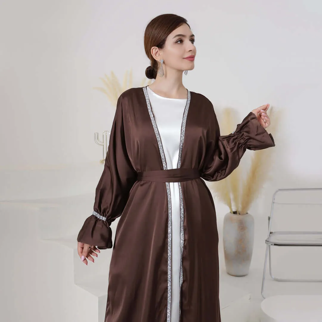 Breathable Abayas With Lining Robes And Belt 2-Piece Set sold by Evofash product image thumbnail 4