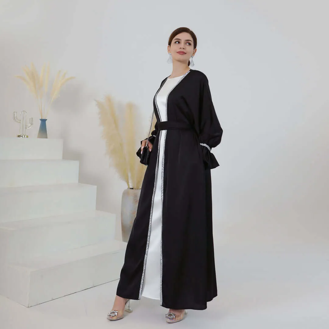 Breathable Abayas With Lining Robes And Belt 2-Piece Set sold by Evofash product image thumbnail 3