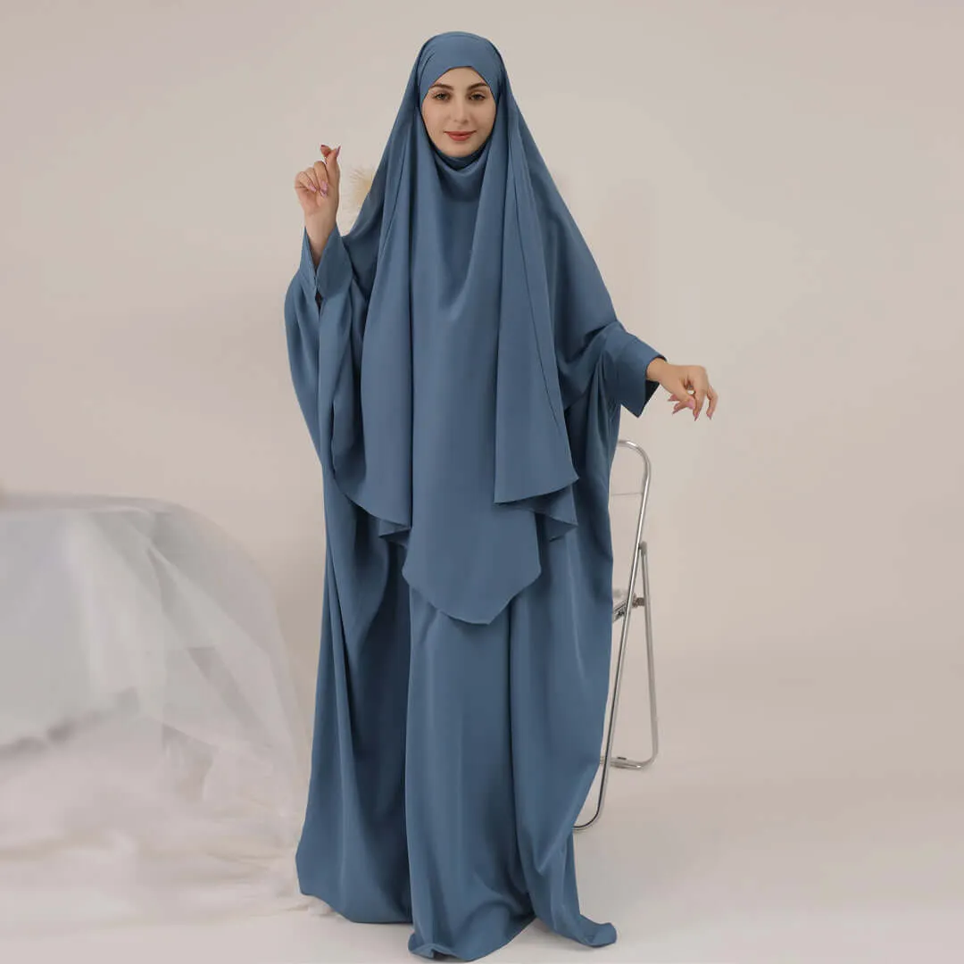 Crewneck Zipper Oversize Loose Abaya Jilbab 2-Piece Set sold by Evofash product image thumbnail 4