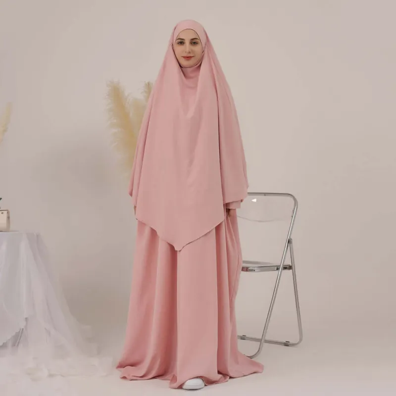 Crewneck Zipper Oversize Loose Abaya Jilbab 2-Piece Set sold by Evofash