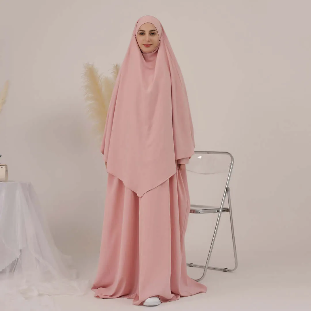 Crewneck Zipper Oversize Loose Abaya Jilbab 2-Piece Set sold by Evofash