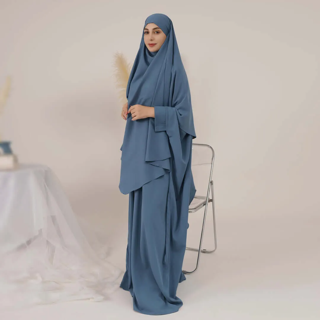 Crewneck Zipper Oversize Loose Abaya Jilbab 2-Piece Set sold by Evofash product image thumbnail 3
