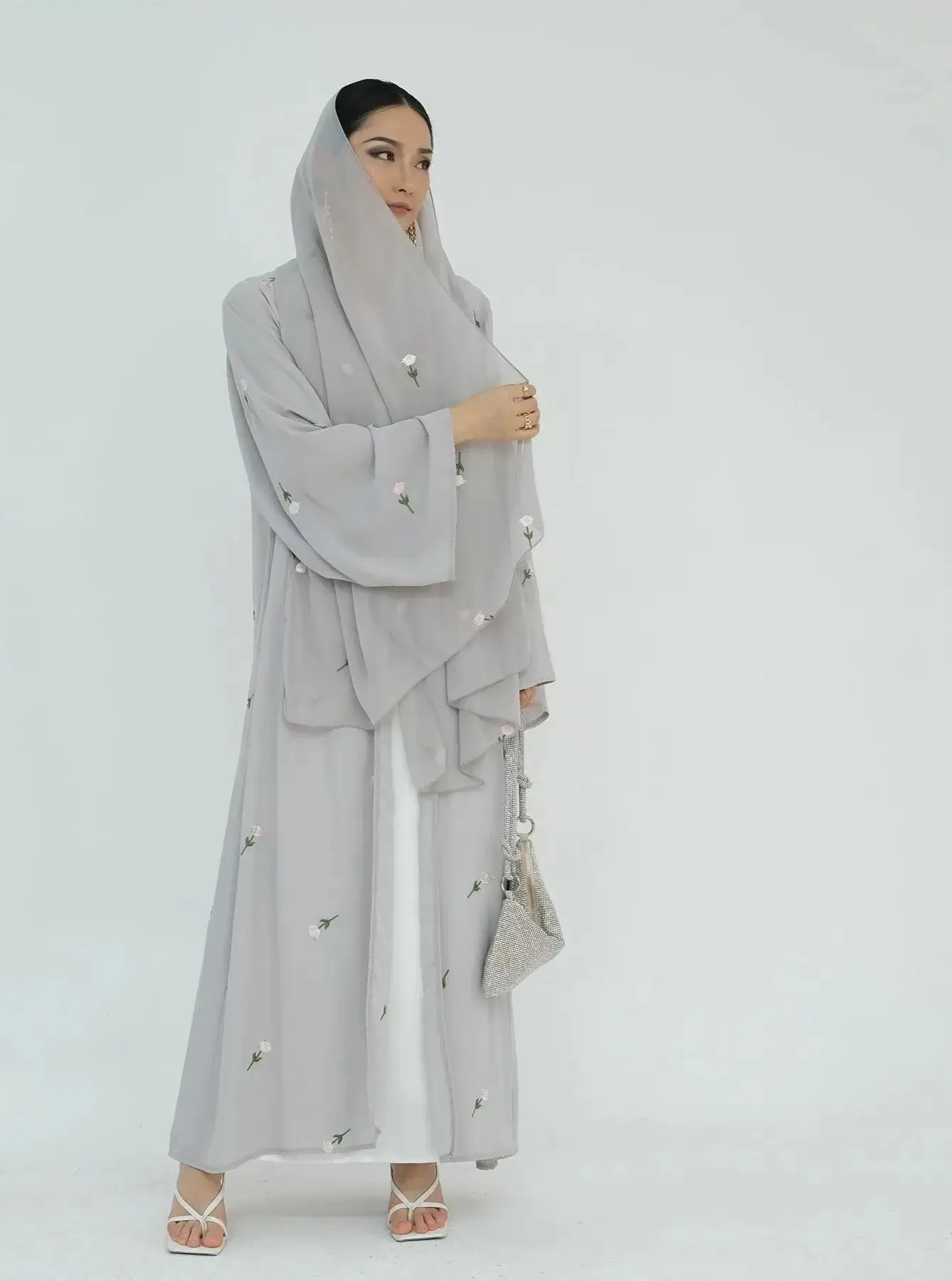 Floral Embroidery Abayas with Hijab 2-Piece Set sold by Evofash product image thumbnail 2