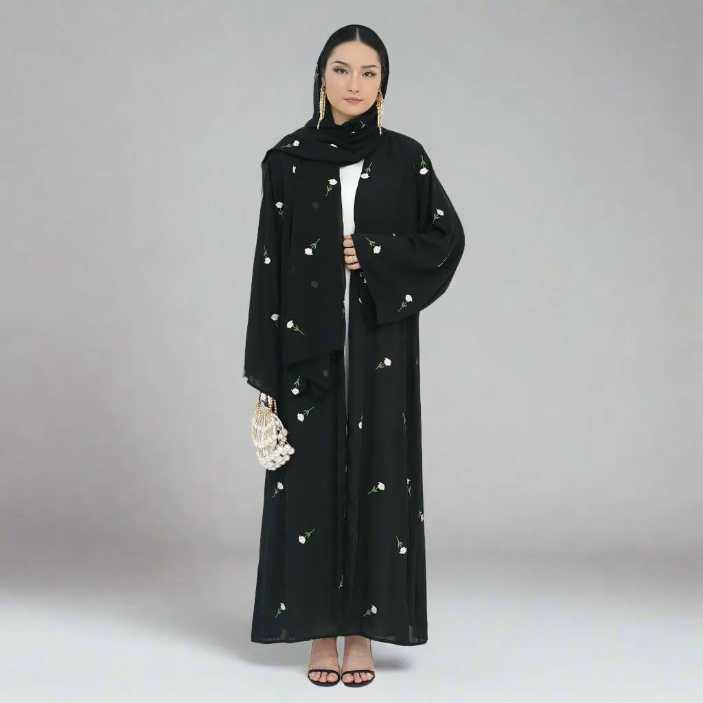 Floral Embroidery Abayas with Hijab 2-Piece Set sold by Evofash product image thumbnail 5