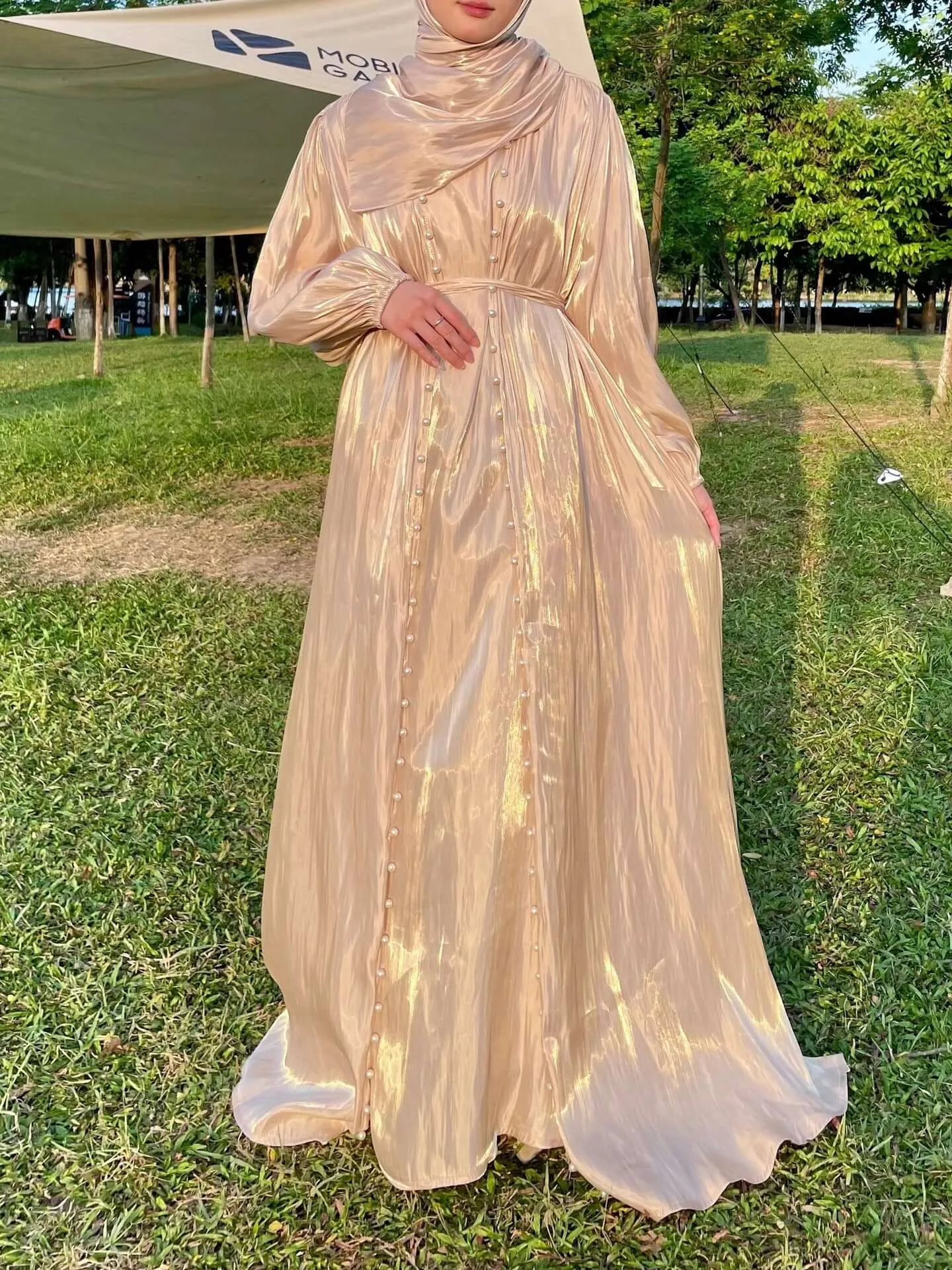 Luxury Elegant Pearl Abaya 5-Piece Set sold by Evofash product image thumbnail 4