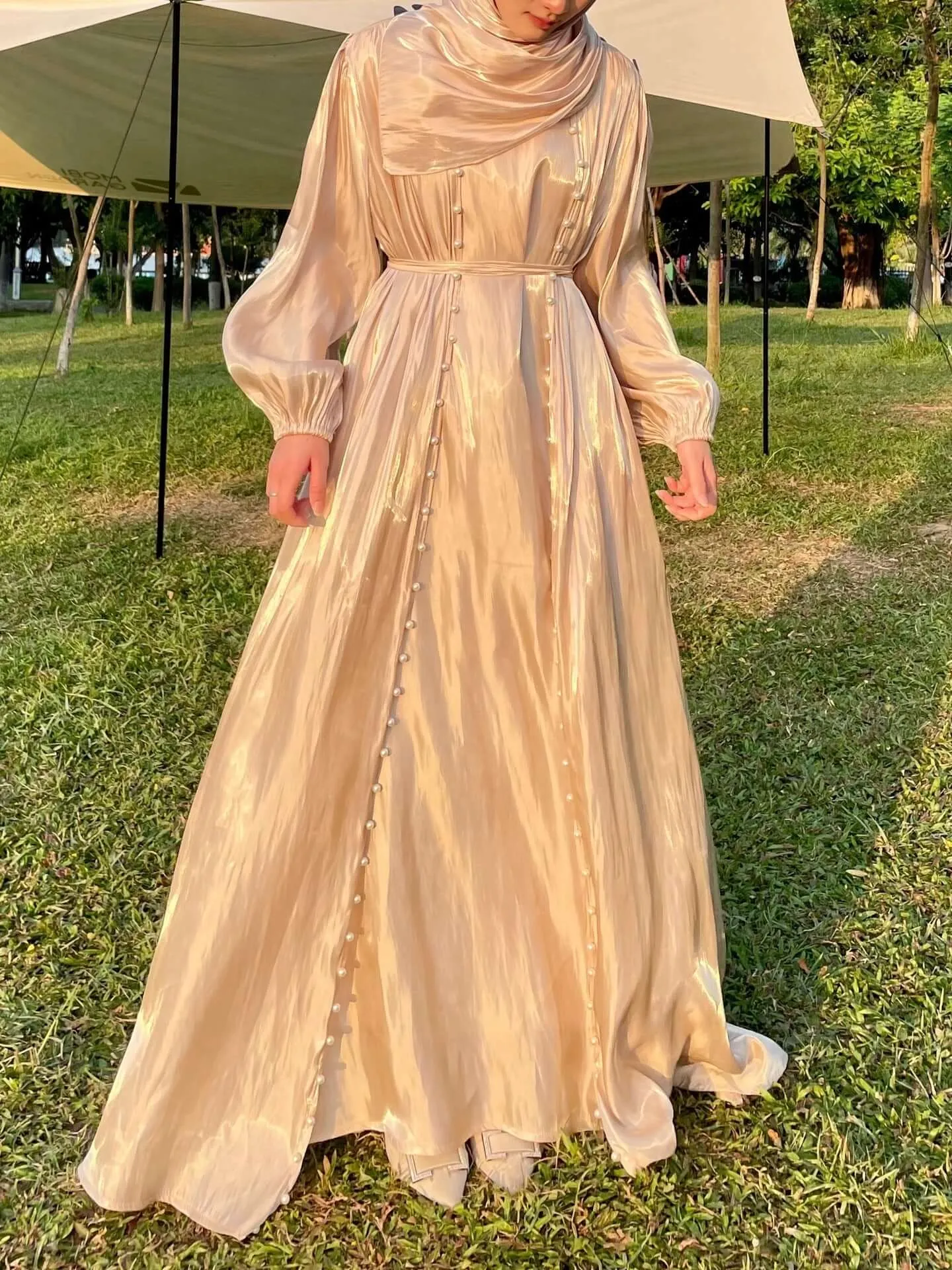 Luxury Elegant Pearl Abaya 5-Piece Set sold by Evofash product image thumbnail 3