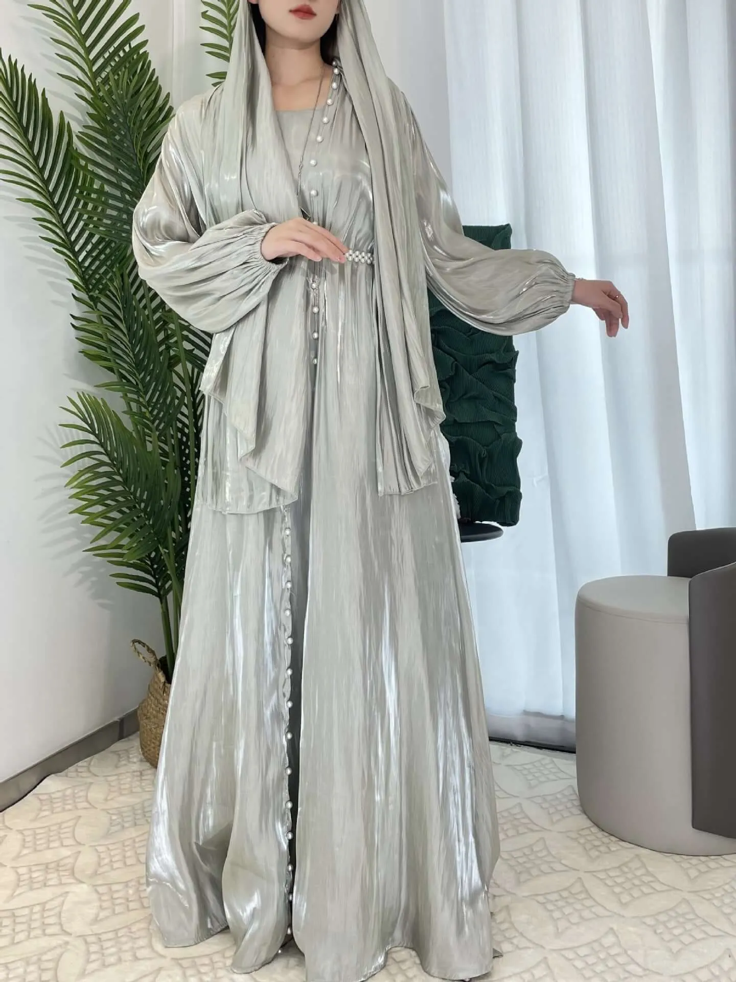 Luxury Elegant Pearl Abaya 5-Piece Set sold by Evofash product image thumbnail 5
