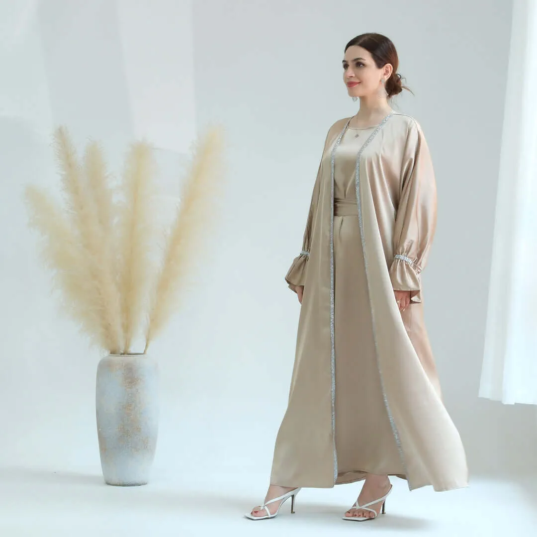 Lightweight Satin Abaya 3-Piece Set sold by Evofash product image thumbnail 2