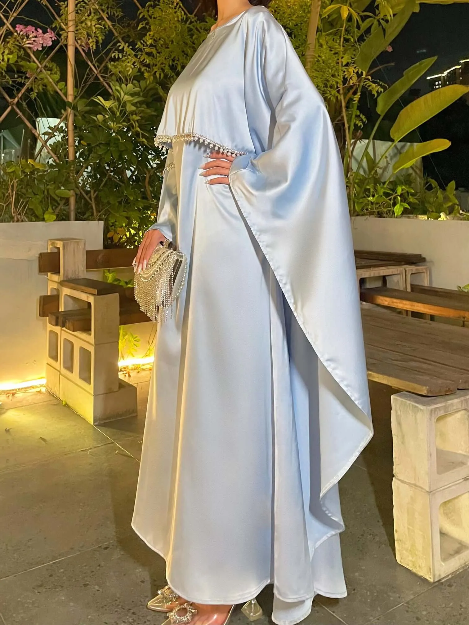 Satin Cape Elegant Abaya 2-Piece Set sold by Evofash product image thumbnail 2