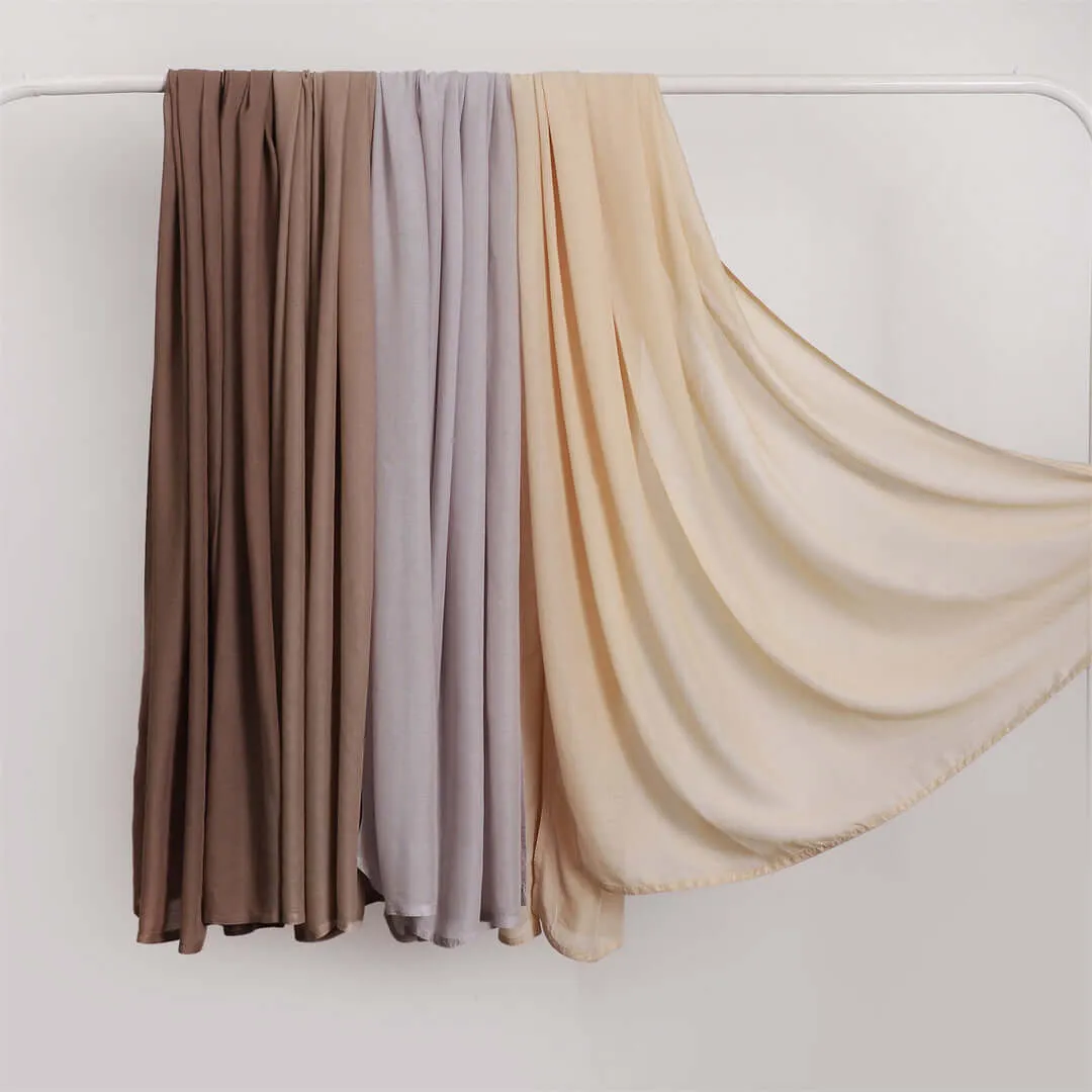 Cotton Hemp Wide Edge Modal Monochrome Hijab sold by Evofash product image thumbnail 4