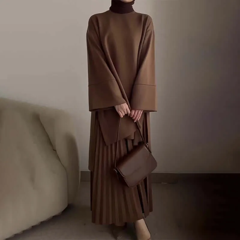 Round Neck Top & Pleated Skirt 2-Piece Set sold by Evofash product image thumbnail 3