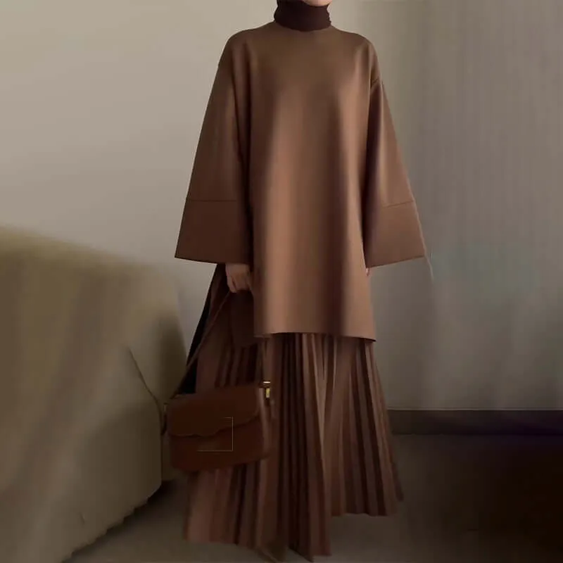 Round Neck Top & Pleated Skirt 2-Piece Set sold by Evofash product image thumbnail 5