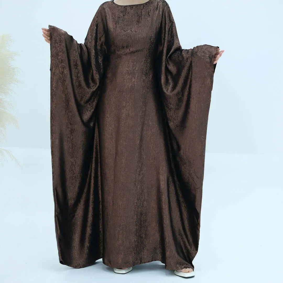 Satin Batwing Butterfly Abaya Dress with Hijab 2-Piece Set sold by Evofash product image thumbnail 2
