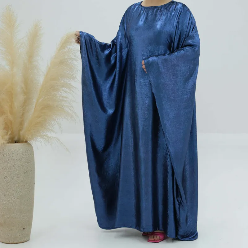 Satin Batwing Butterfly Abaya Dress with Hijab 2-Piece Set sold by Evofash