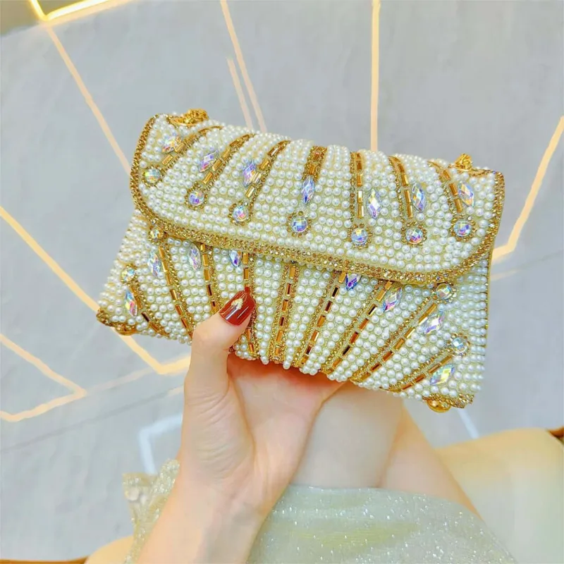 Stylish Pearl Rhinestone Handbag sold by Evofash