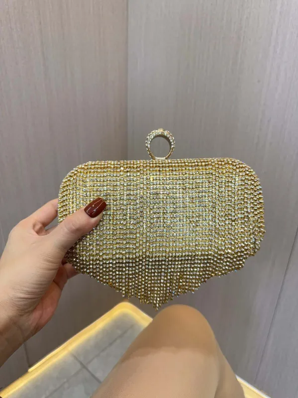 Crystal Tassel Rhinestones Handbag sold by Evofash