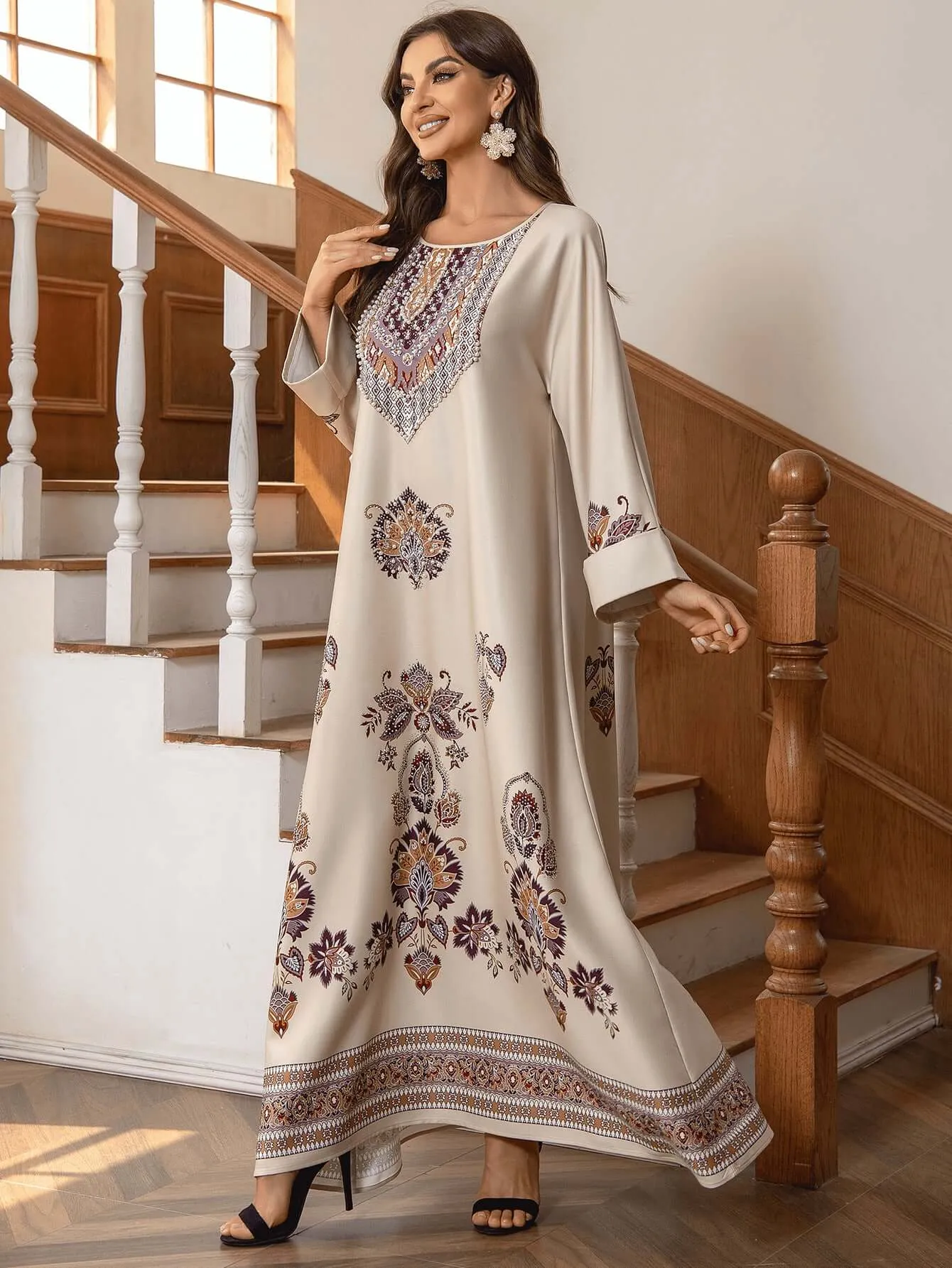 Elegant Embroidered Long Kaftan sold by Evofash product image thumbnail 4