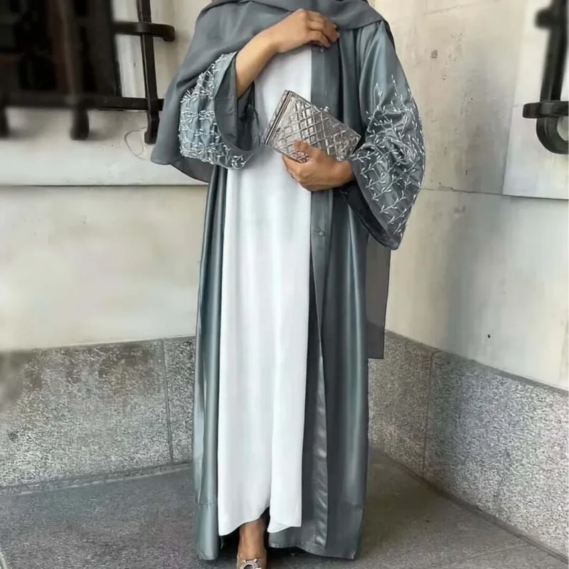 Moroccan Abaya Dress with Kaftan Cardigan & Hijab sold by Evofash