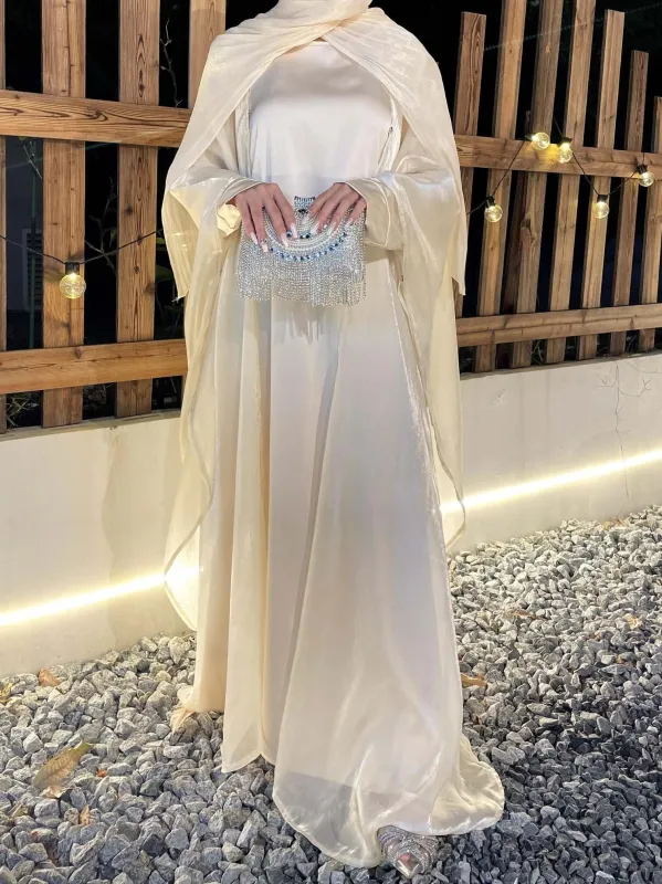 Solid Color Organza Minimalist Abaya Sets sold by Evofash