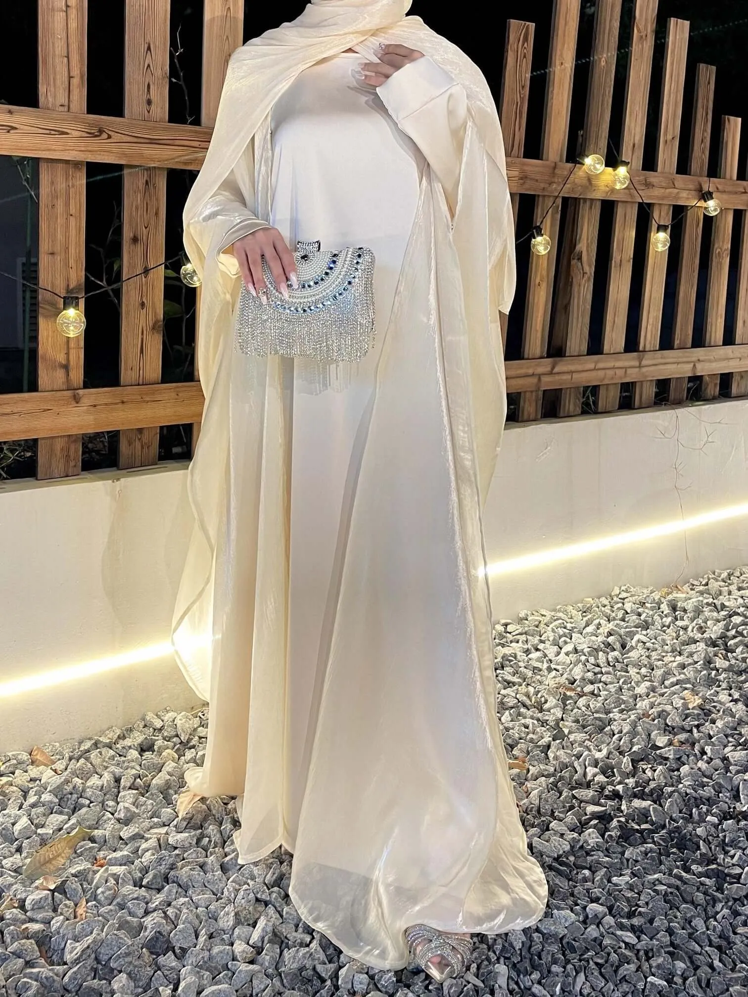 Solid Color Organza Minimalist Abaya Sets sold by Evofash product image thumbnail 3