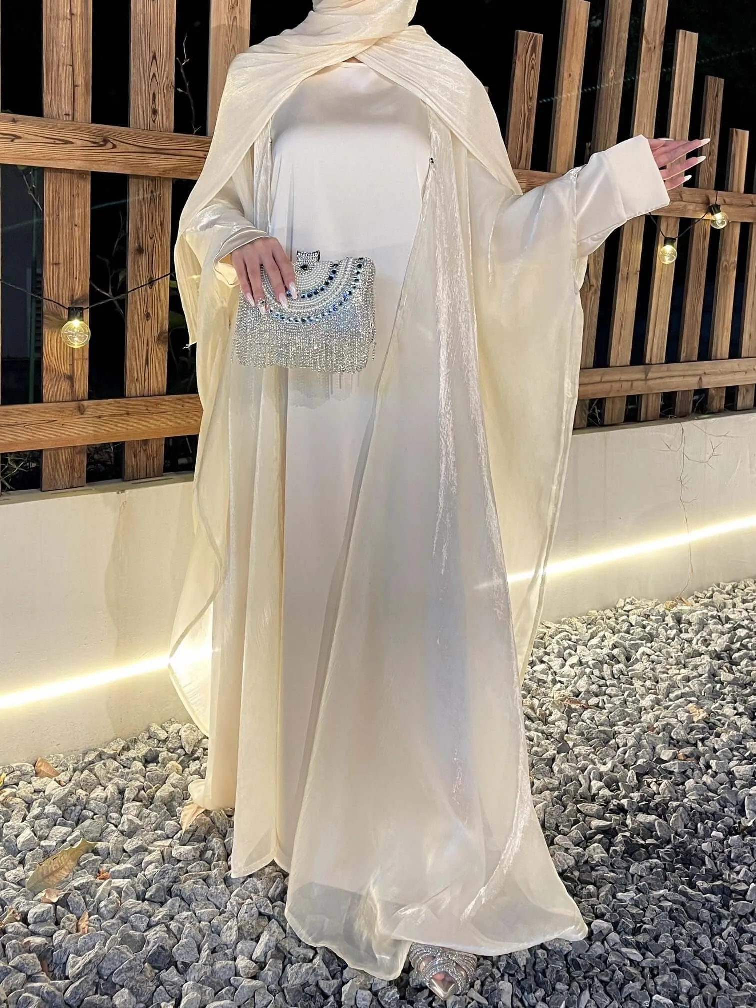 Solid Color Organza Minimalist Abaya Sets sold by Evofash product image thumbnail 5