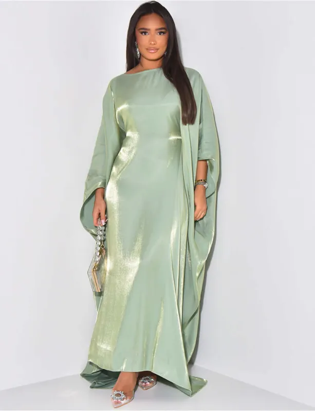 Solid Color Satin Maxi Butterfly Abaya Dress sold by Evofash
