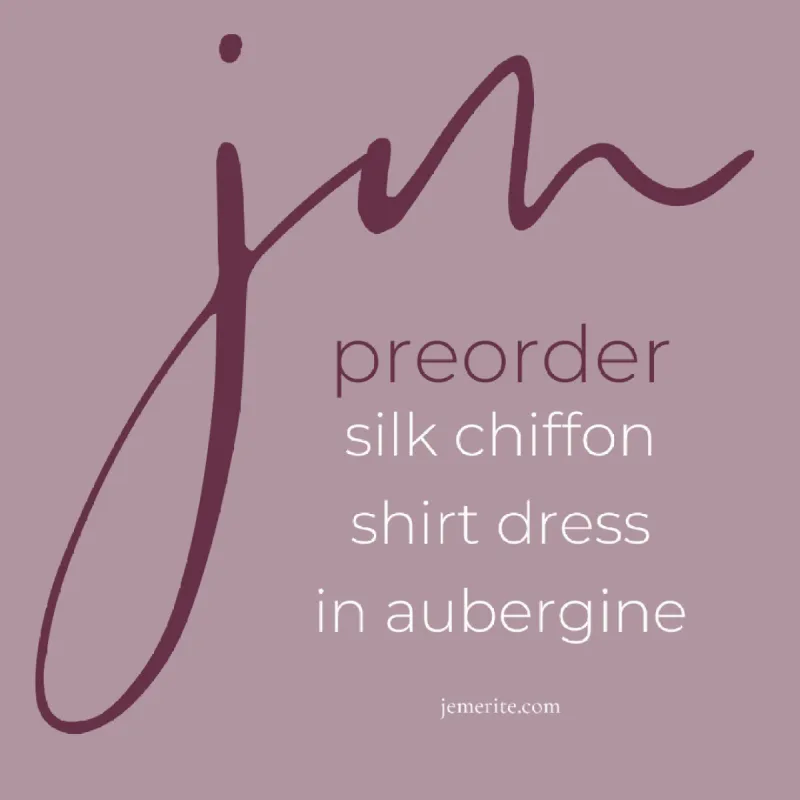 donna silk chiffon shirt dress in aubergine sold by Je Mérite