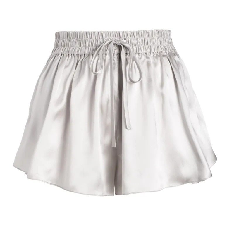 lola silk short in argento sold by Je Mérite