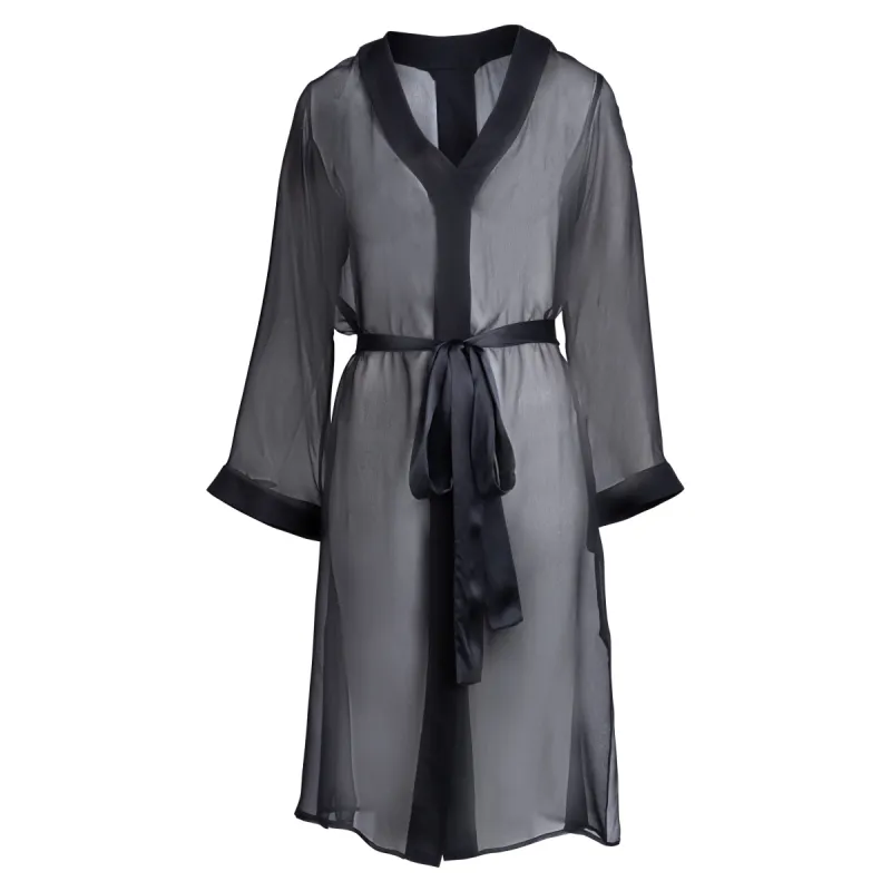 donna silk chiffon nightdress in noire sold by Je Mérite