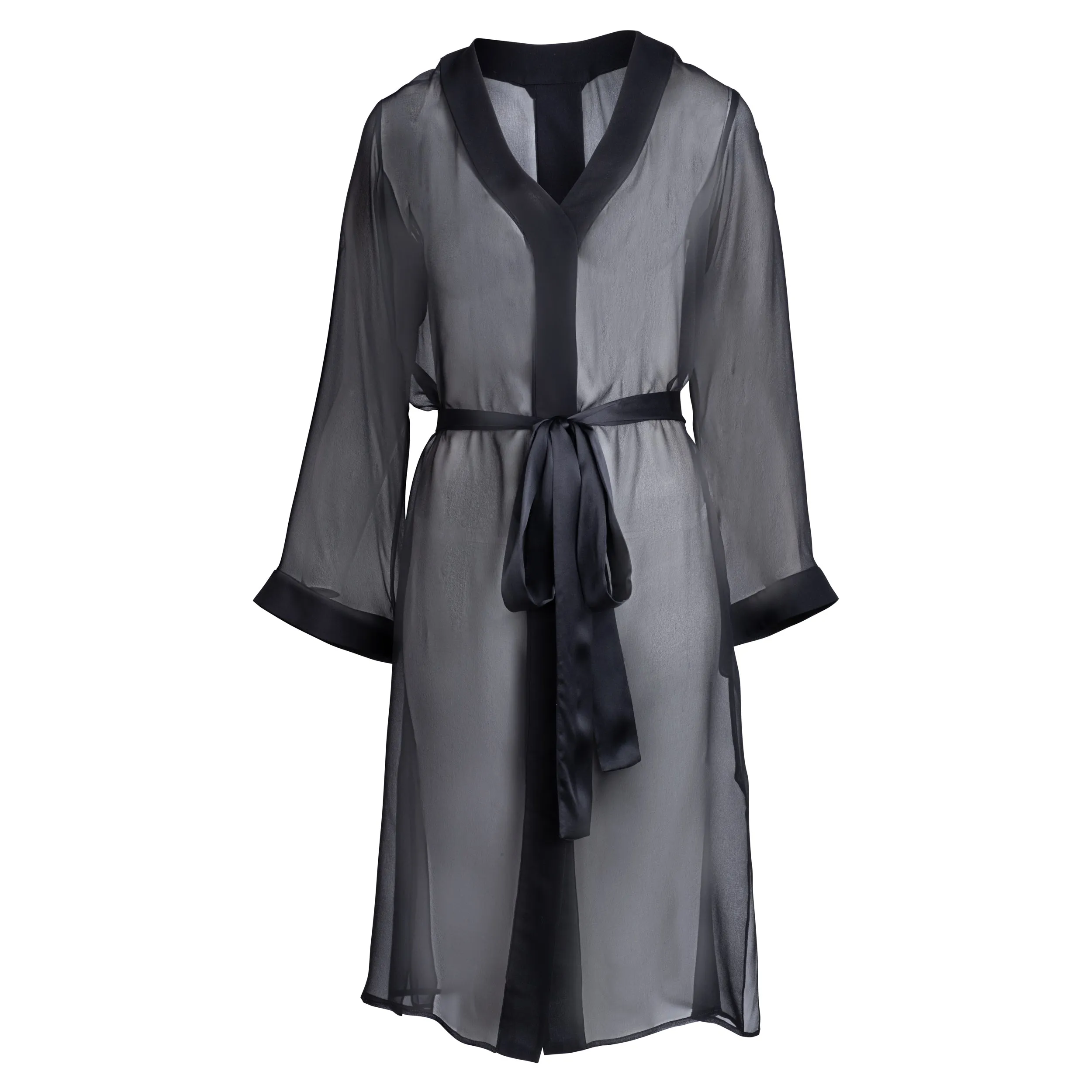 donna silk chiffon nightdress in noire sold by Je Mérite