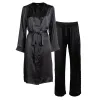 lola silk nightdress and tuxedo pant set in noire sold by Je Mérite