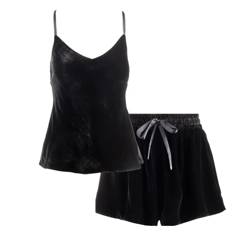 josephine velvet camisole and short set in noire sold by Je Mérite