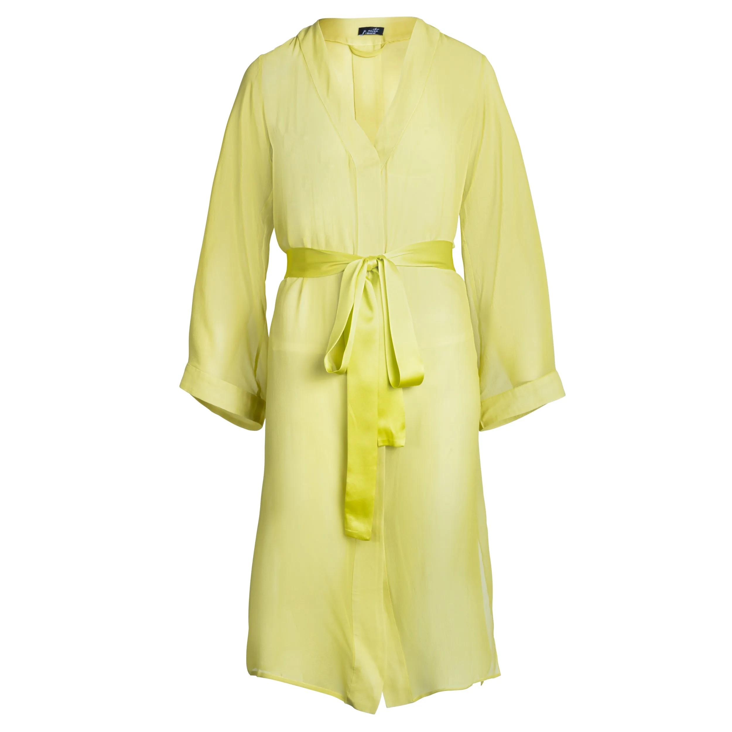 donna silk chiffon night dress in chartreuse sold by Je Mérite