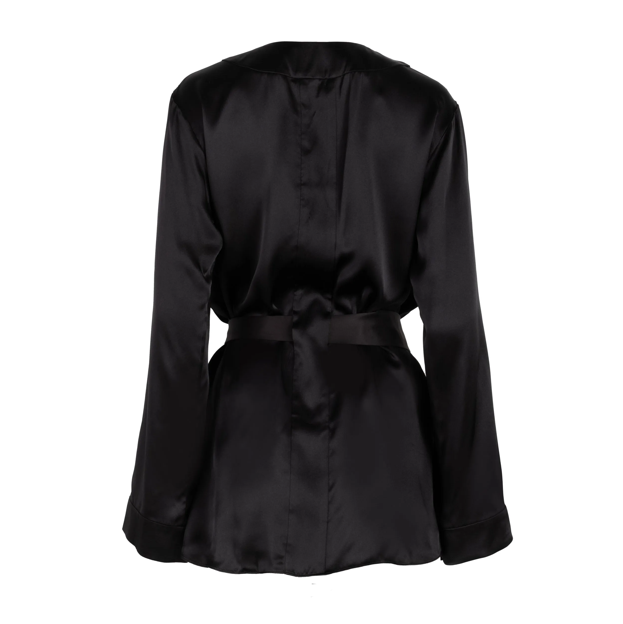 lola silk short robe in noire sold by Je Mérite product image thumbnail 3