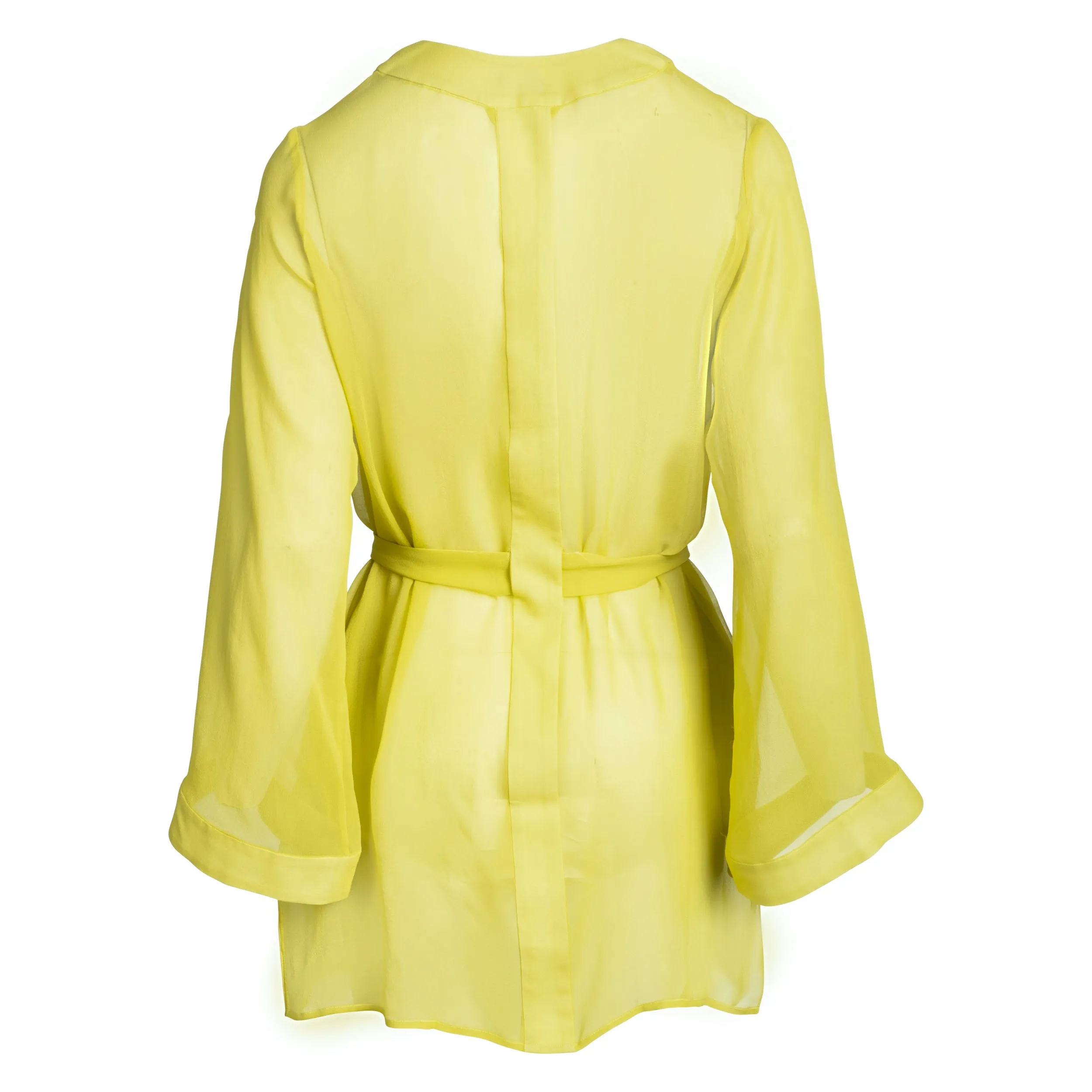 donna silk chiffon shirt dress in chartreuse sold by Je Mérite product image thumbnail 3