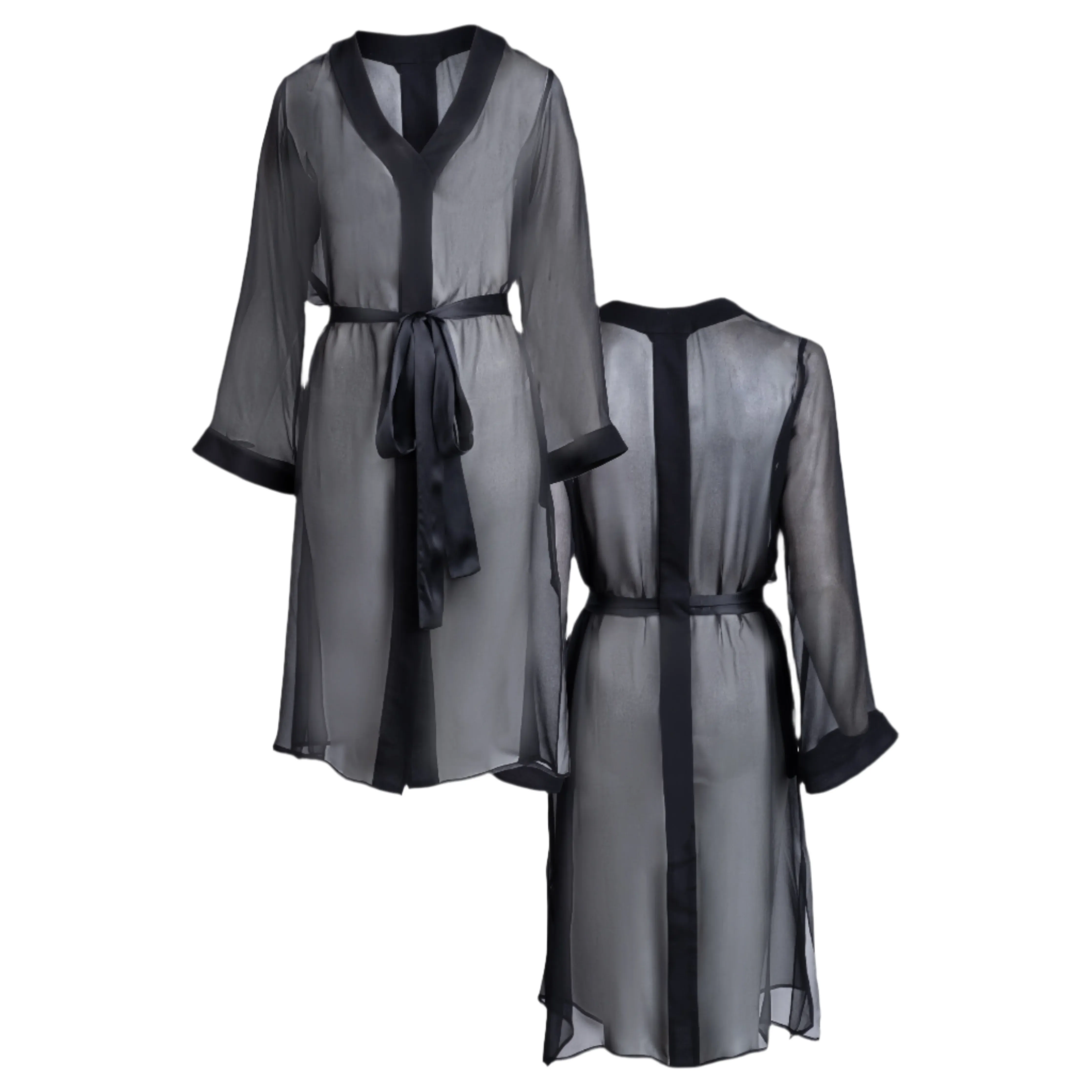 donna silk chiffon nightdress & lola silk chemise set in noire sold by Je Mérite product image thumbnail 3