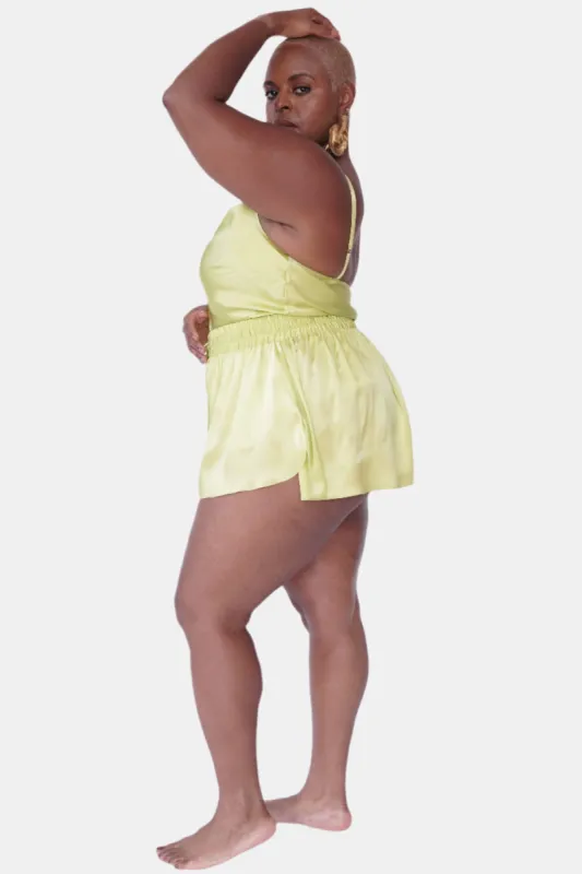 lola silk camisole & short set in citron sold by Je Mérite