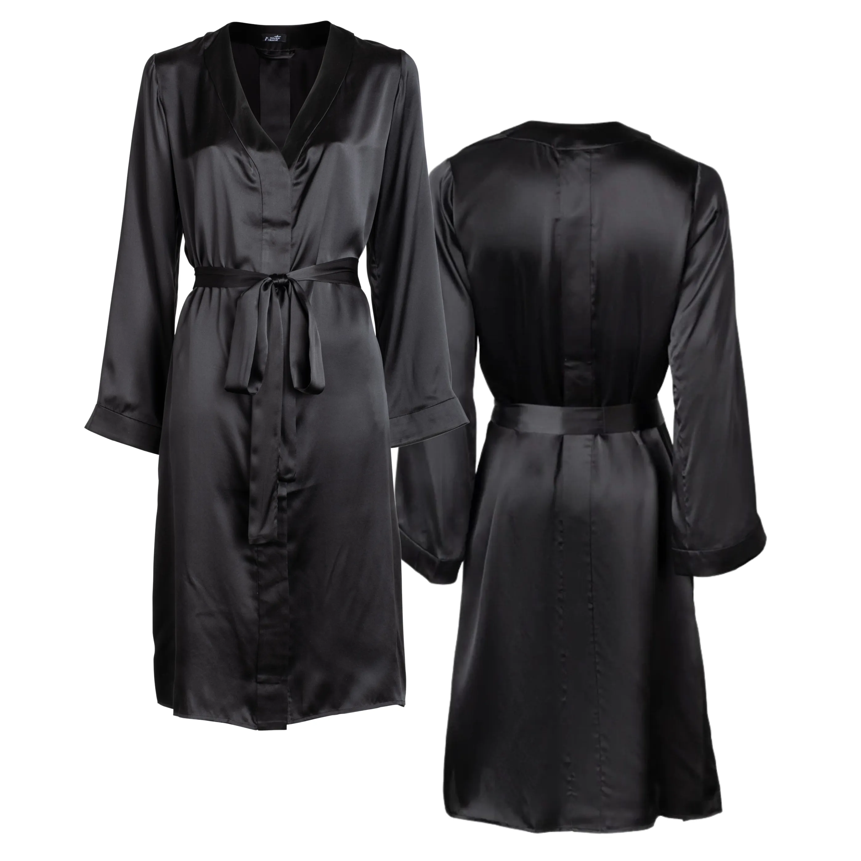 lola silk nightdress & tuxedo pant set in noire sold by Je Mérite product image thumbnail 5