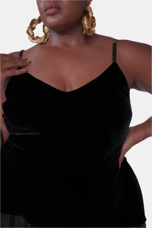JOSEPHINE SILK VELVET CAMISOLE IN NOIRE - MADE TO ORDER sold by Je Mérite