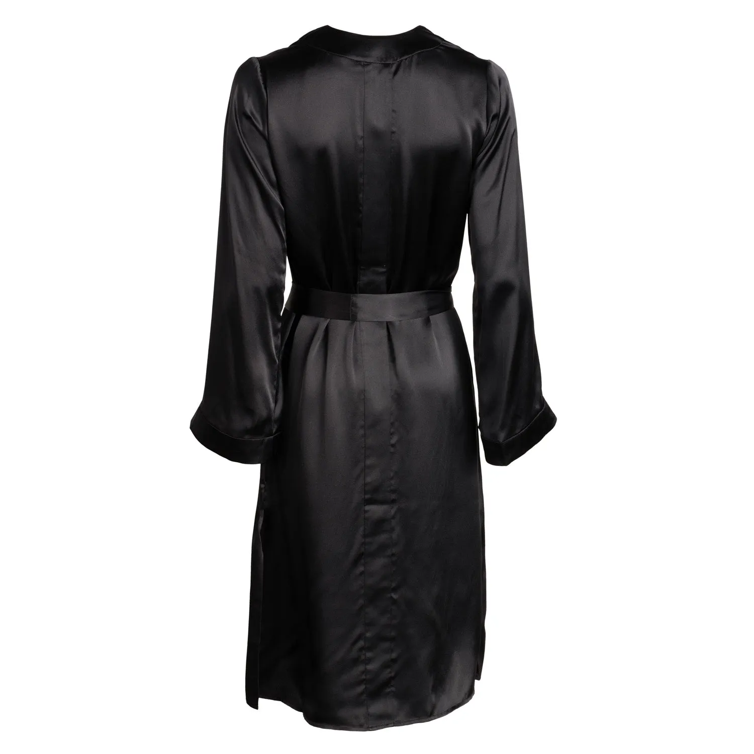 lola silk wrap robe in noire sold by Je Mérite product image thumbnail 3