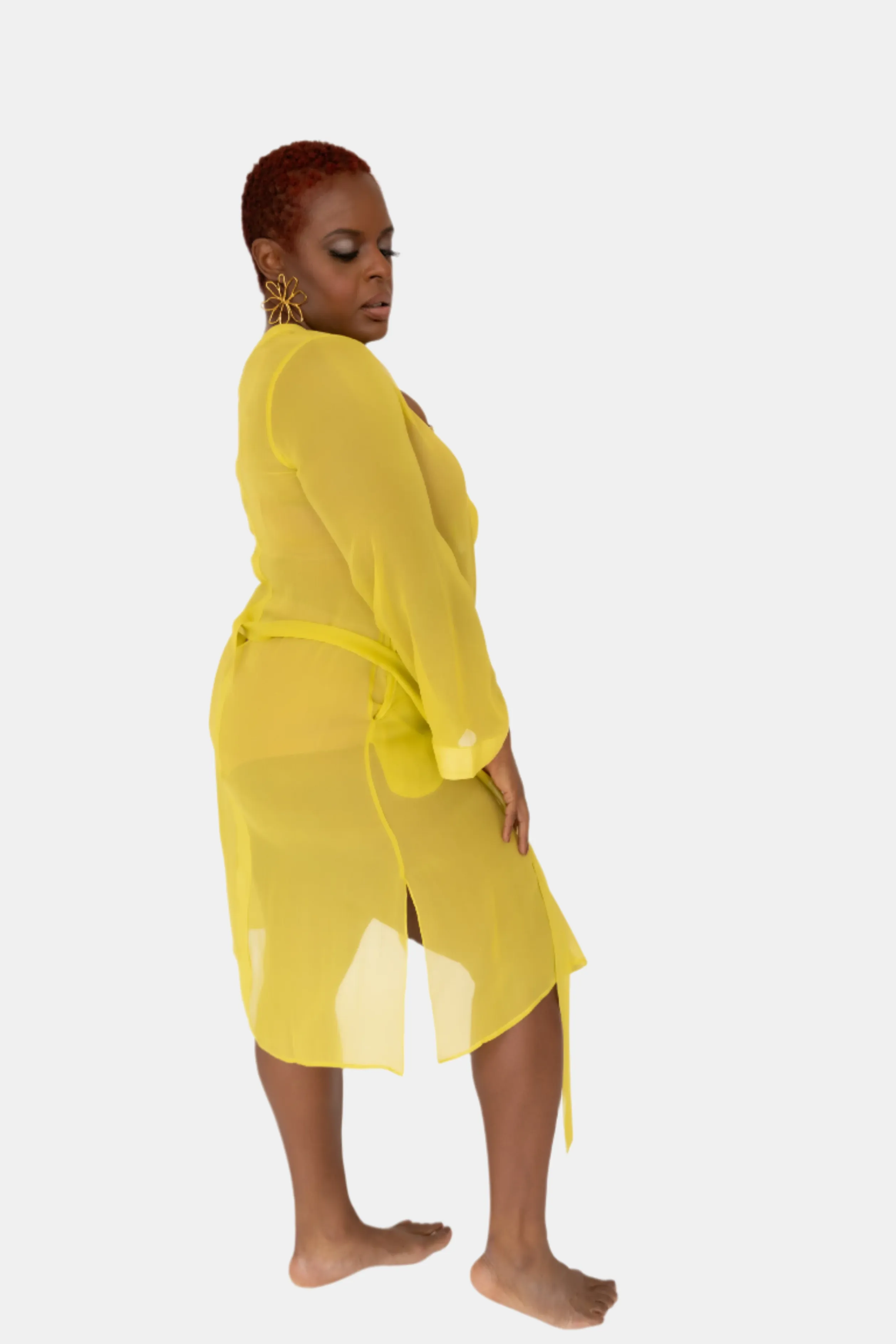 donna silk chiffon nightdress in chartreuse sold by Je Mérite product image thumbnail 4