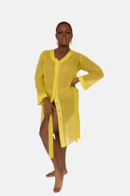 donna silk chiffon nightdress in chartreuse sold by Je Mérite