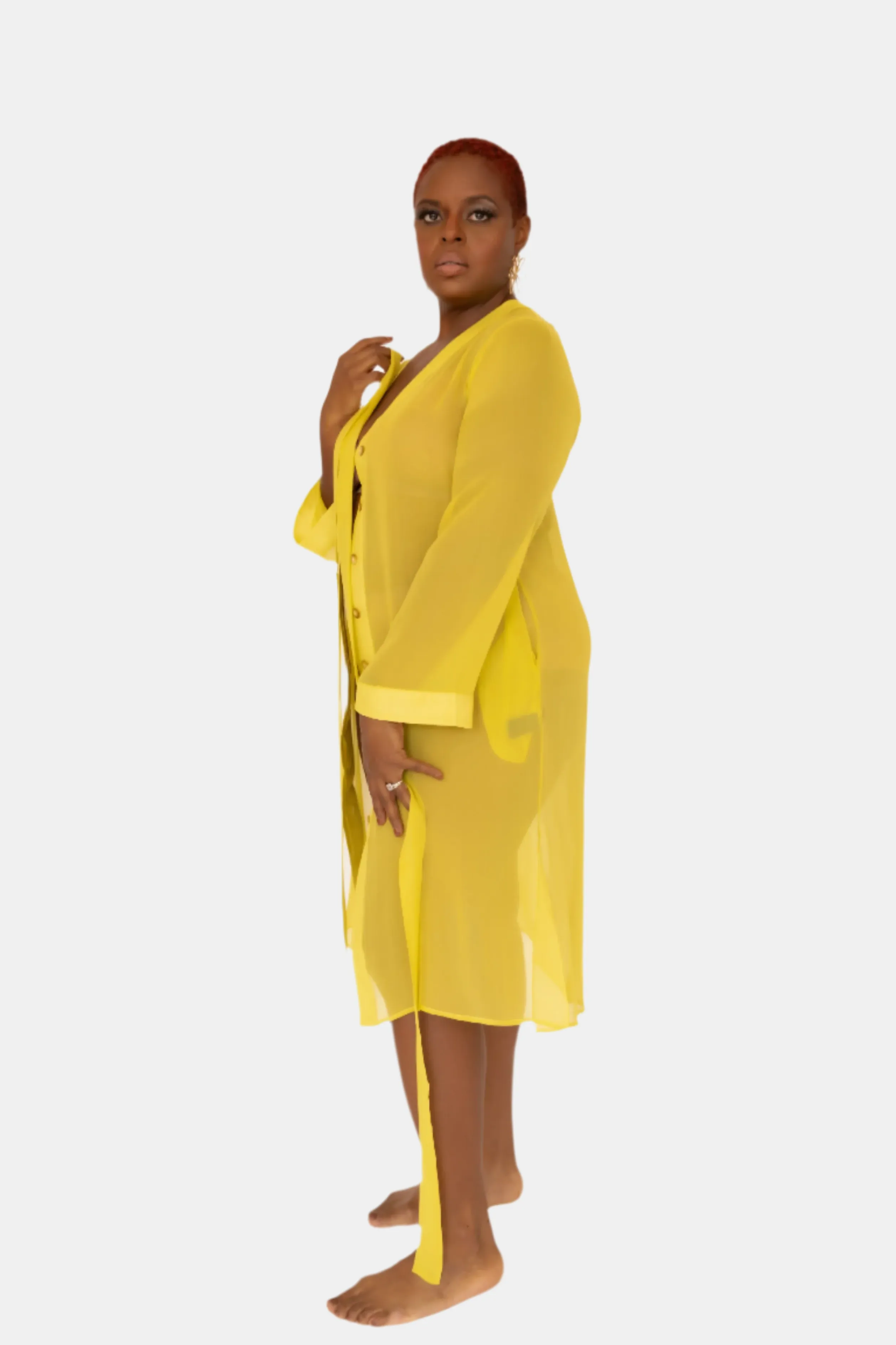 donna silk chiffon nightdress in chartreuse sold by Je Mérite product image thumbnail 5