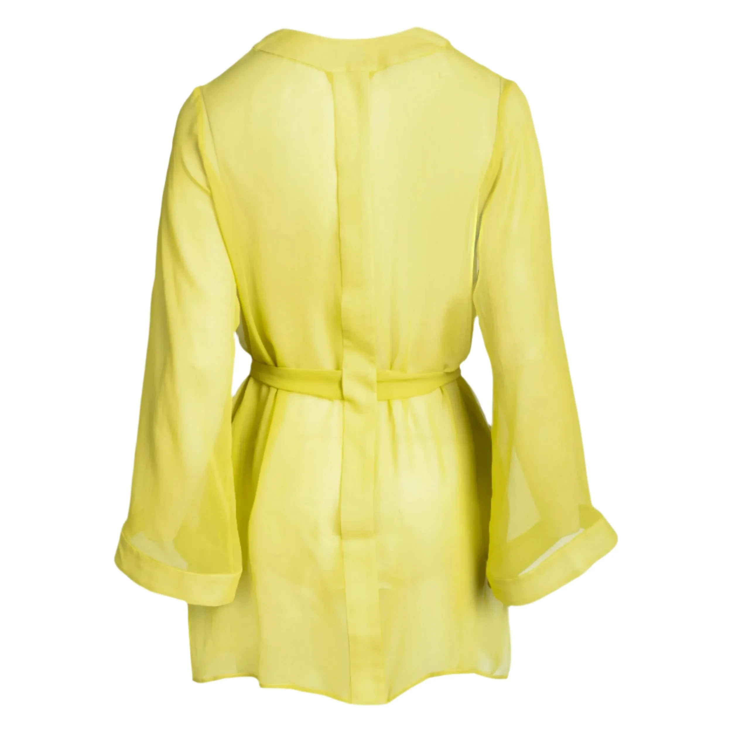 donna silk chiffon shirt dress in chartreuse sold by Je Mérite product image thumbnail 3